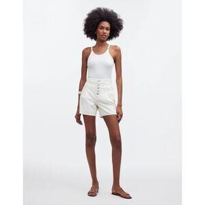Madewell Women's 26 90's Jean Short Mid Length High Rise Button Front Ivory